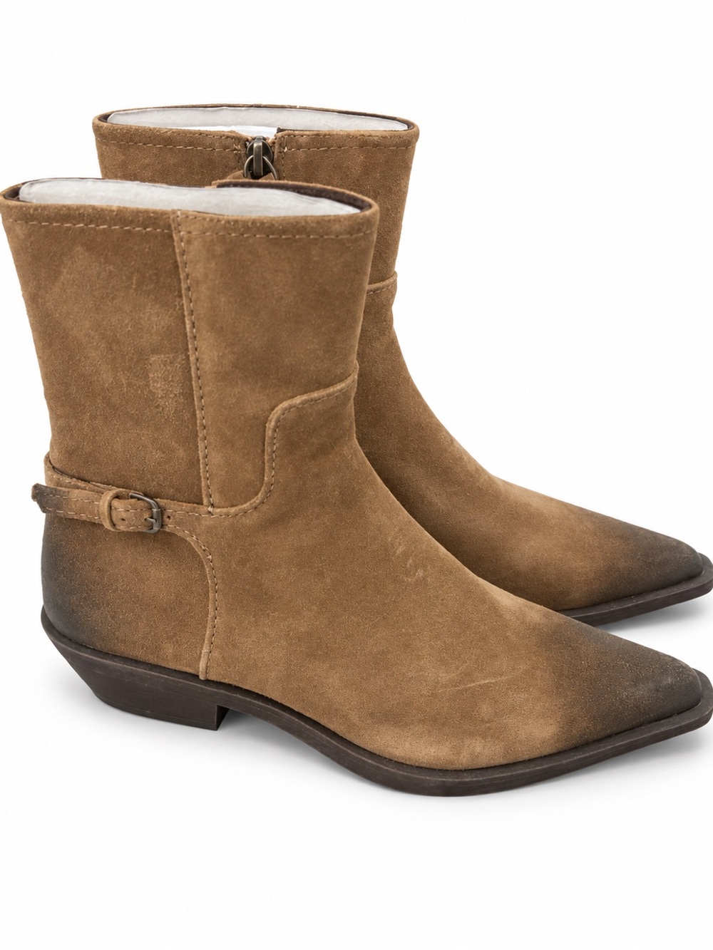 Zara Women’s Brown Suede Pointed Toe Ankle Boots Size 7.5 NWT